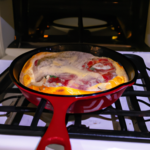 A cast iron Dutch oven, the perfect tool for making delicious homemade pizza.